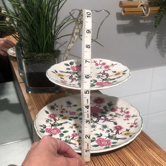 Old Foley 2 tier cake stand Bird and flower pattern/ James Kent - Picture 8 of 10